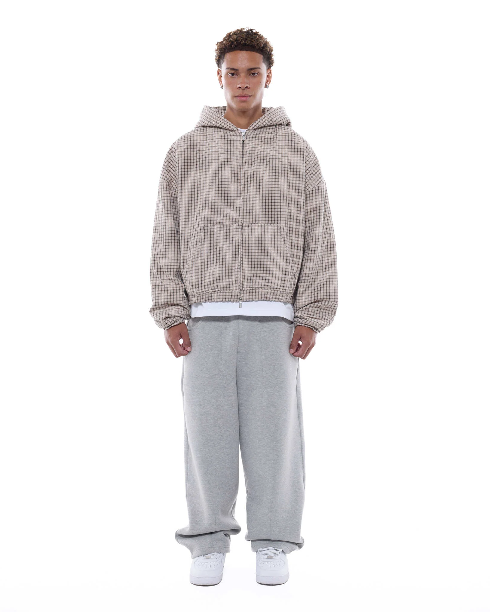 CHECKERED ZIP UP - CREAM/BLACK - Image 3
