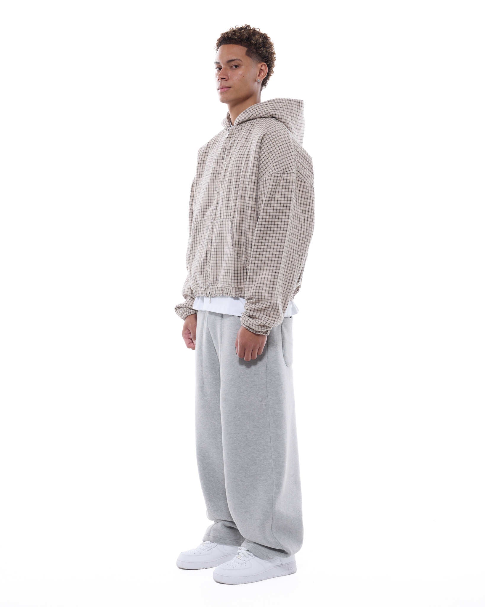 CHECKERED ZIP UP - CREAM/BLACK - Image 5