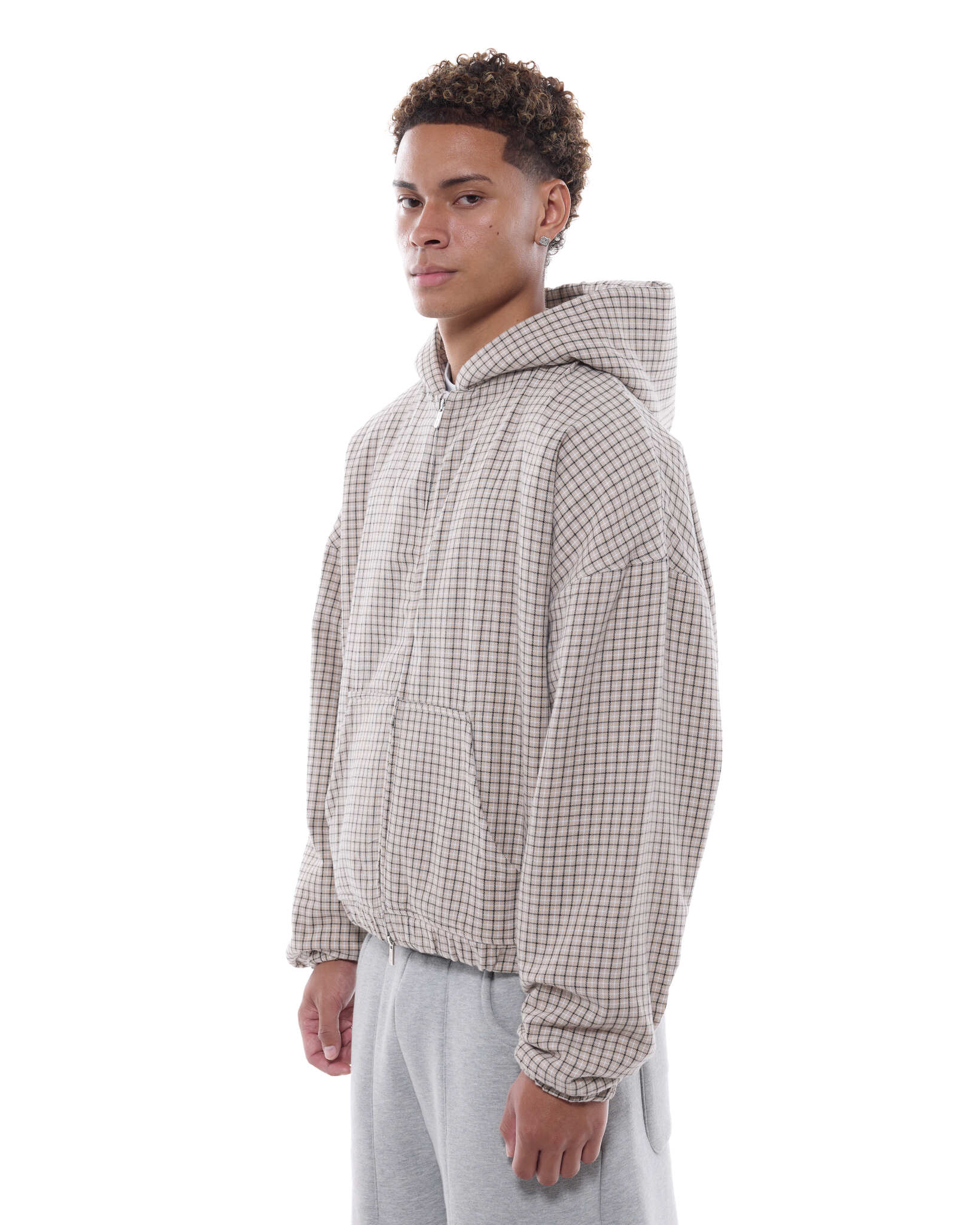 CHECKERED ZIP UP - CREAM/BLACK - Image 7