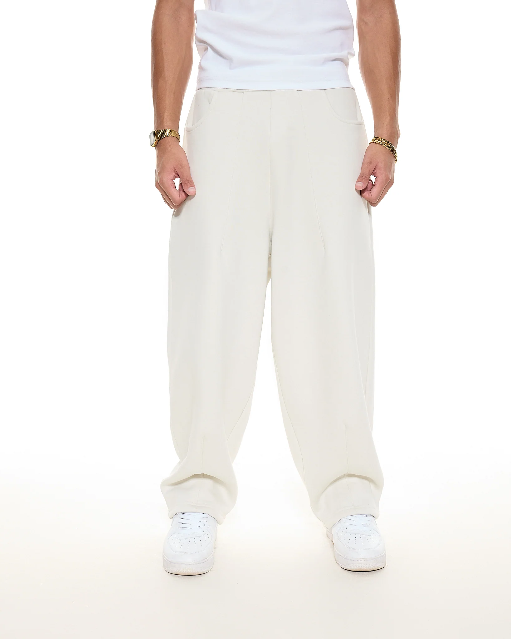 COZY STRAIGHT LEG SWEATS - CHALK - Image 4