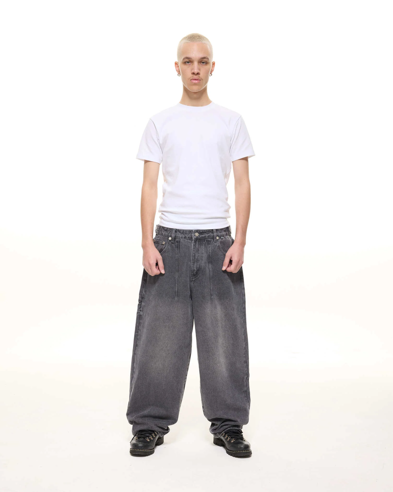 DENIM BAGGY JEANS - WASHED BLACK - Image 3