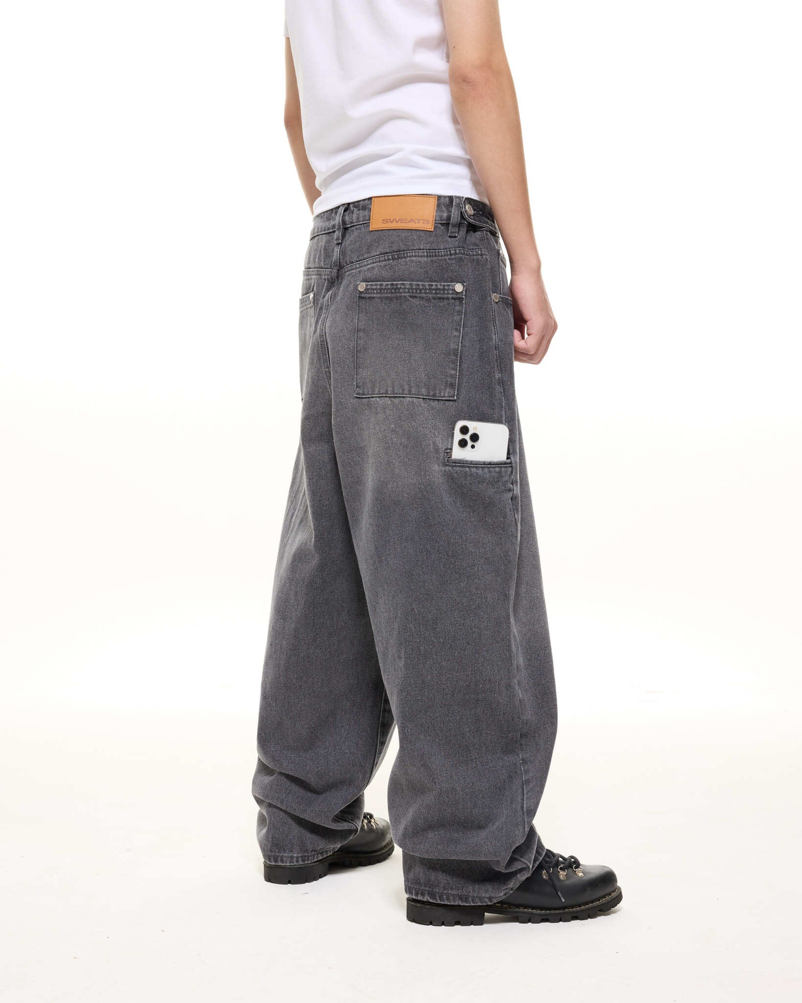 DENIM BAGGY JEANS - WASHED BLACK - Image 7