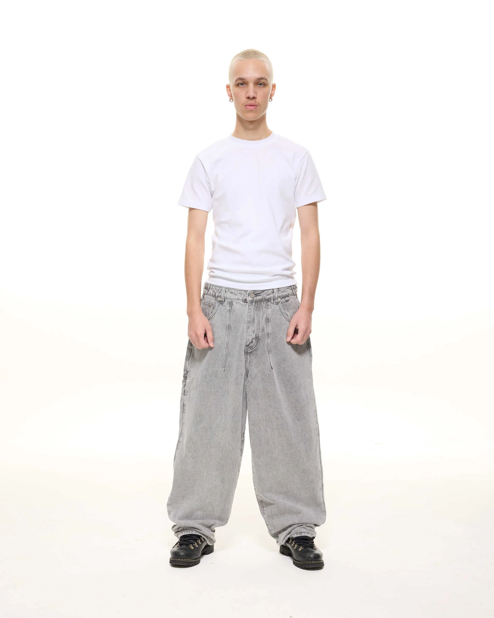 DENIM BAGGY JEANS - WASHED GREY - Image 3