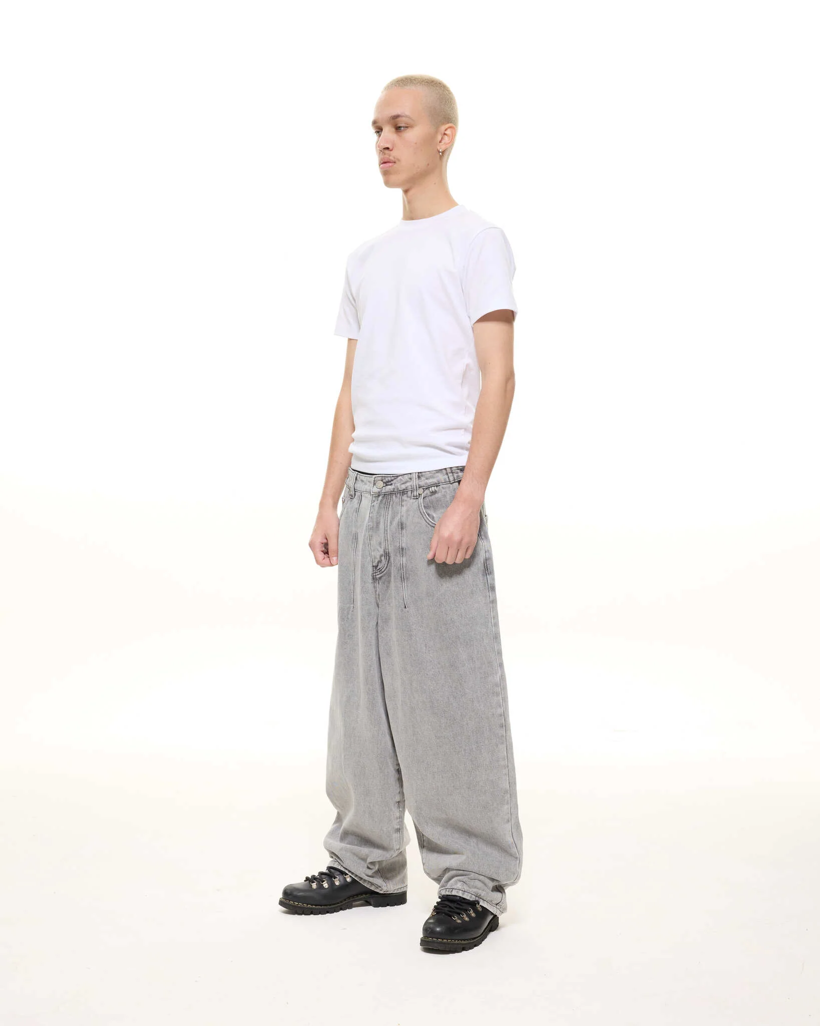 DENIM BAGGY JEANS - WASHED GREY - Image 4