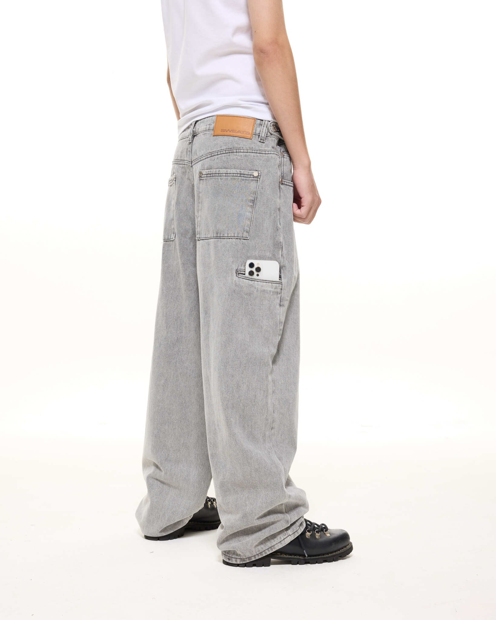 DENIM BAGGY JEANS - WASHED GREY - Image 7