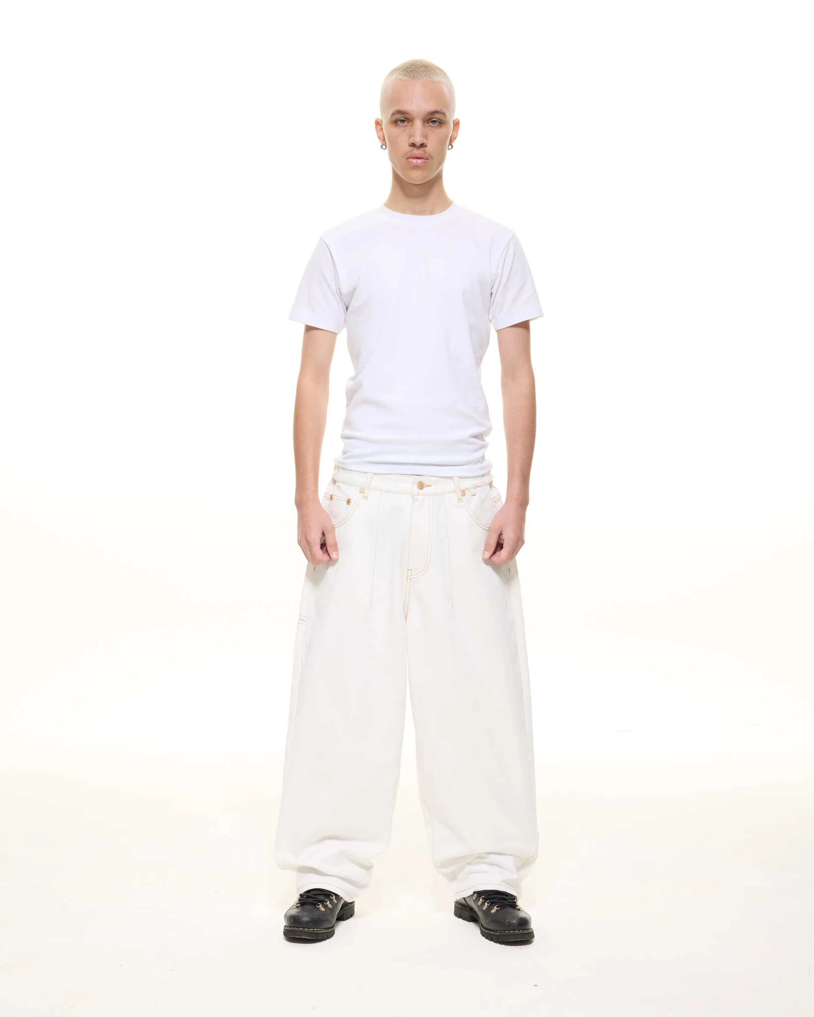 DENIM BAGGY JEANS - WHITE - Image 3