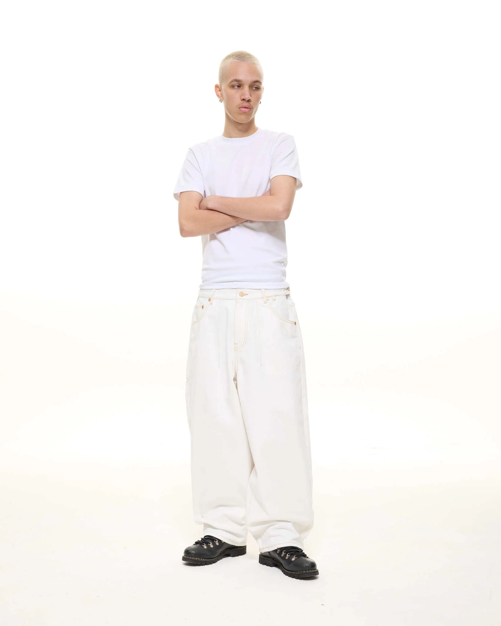 DENIM BAGGY JEANS - WHITE - Image 6