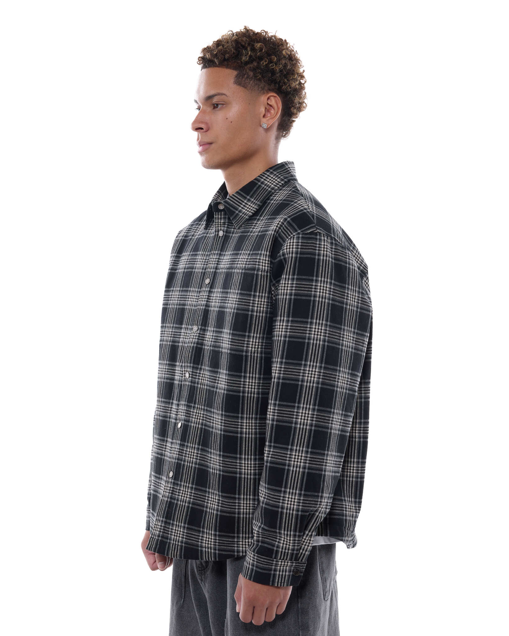 FLANNEL JACKET - BLACK - Image 4