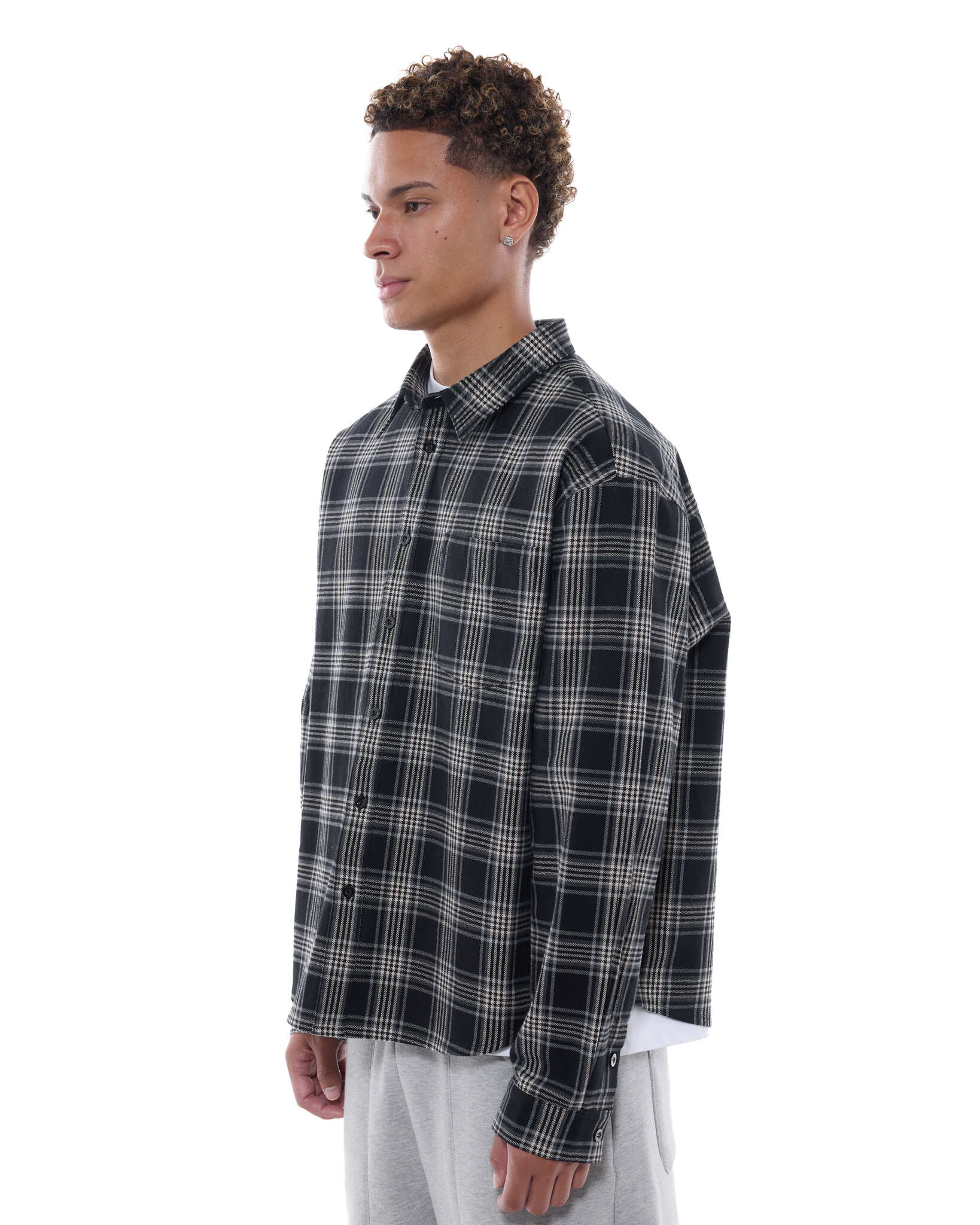 FLANNEL LS SHIRT - BLACK - Image 6