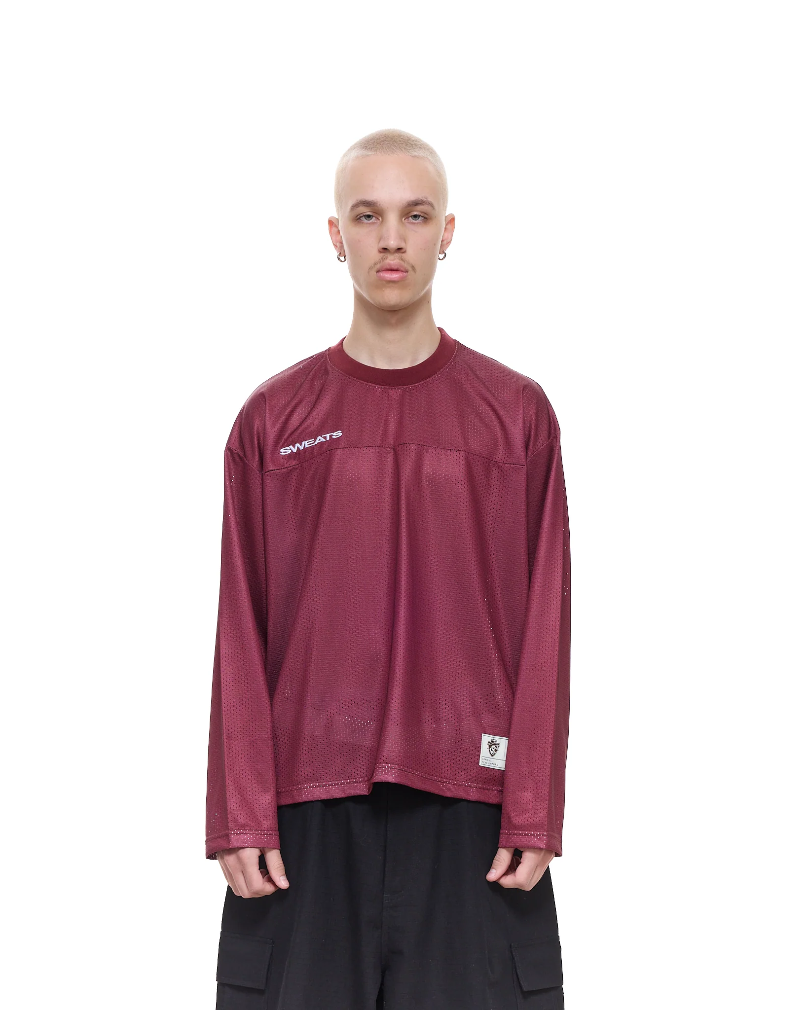MESH LS T-SHIRT - BURGUNDY - Image 2