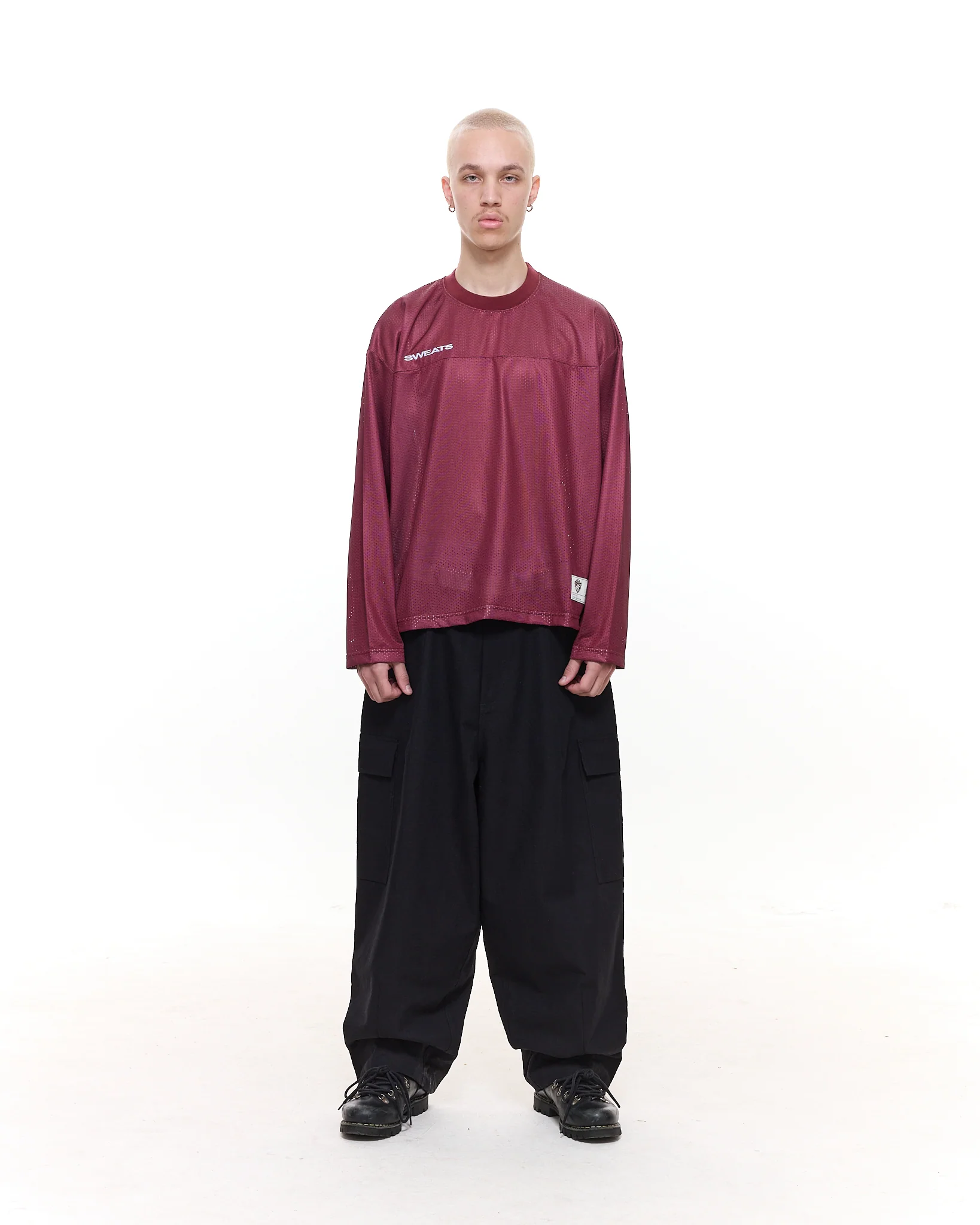 MESH LS T-SHIRT - BURGUNDY - Image 3