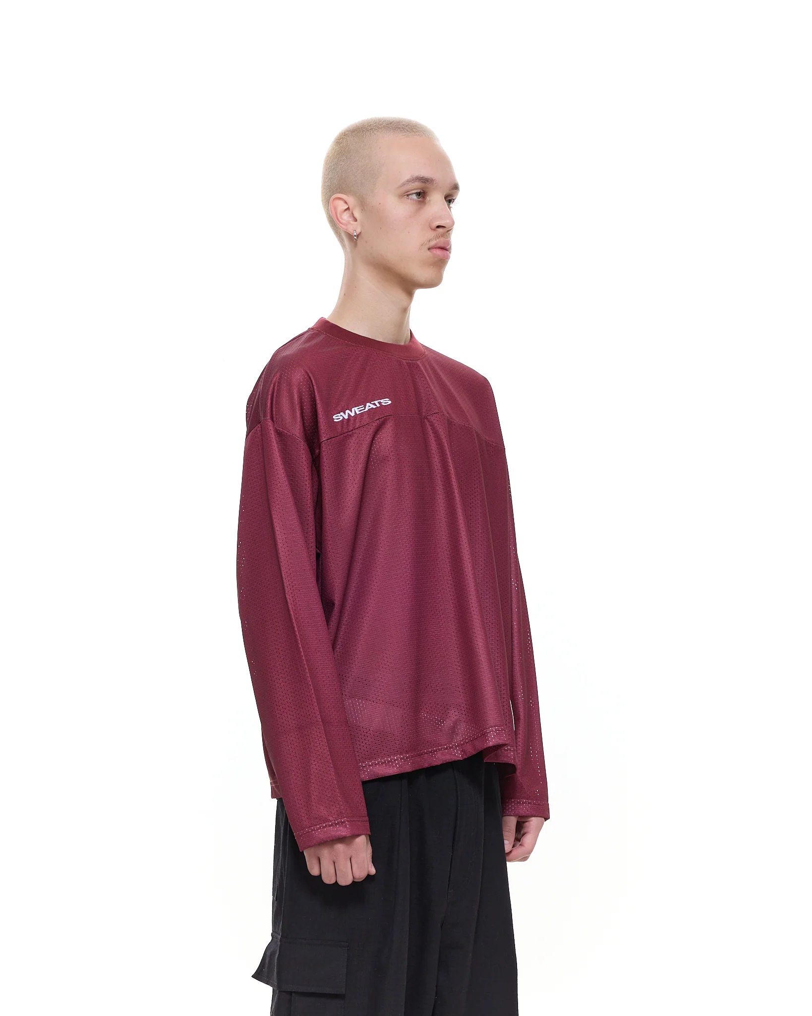 MESH LS T-SHIRT - BURGUNDY - Image 4