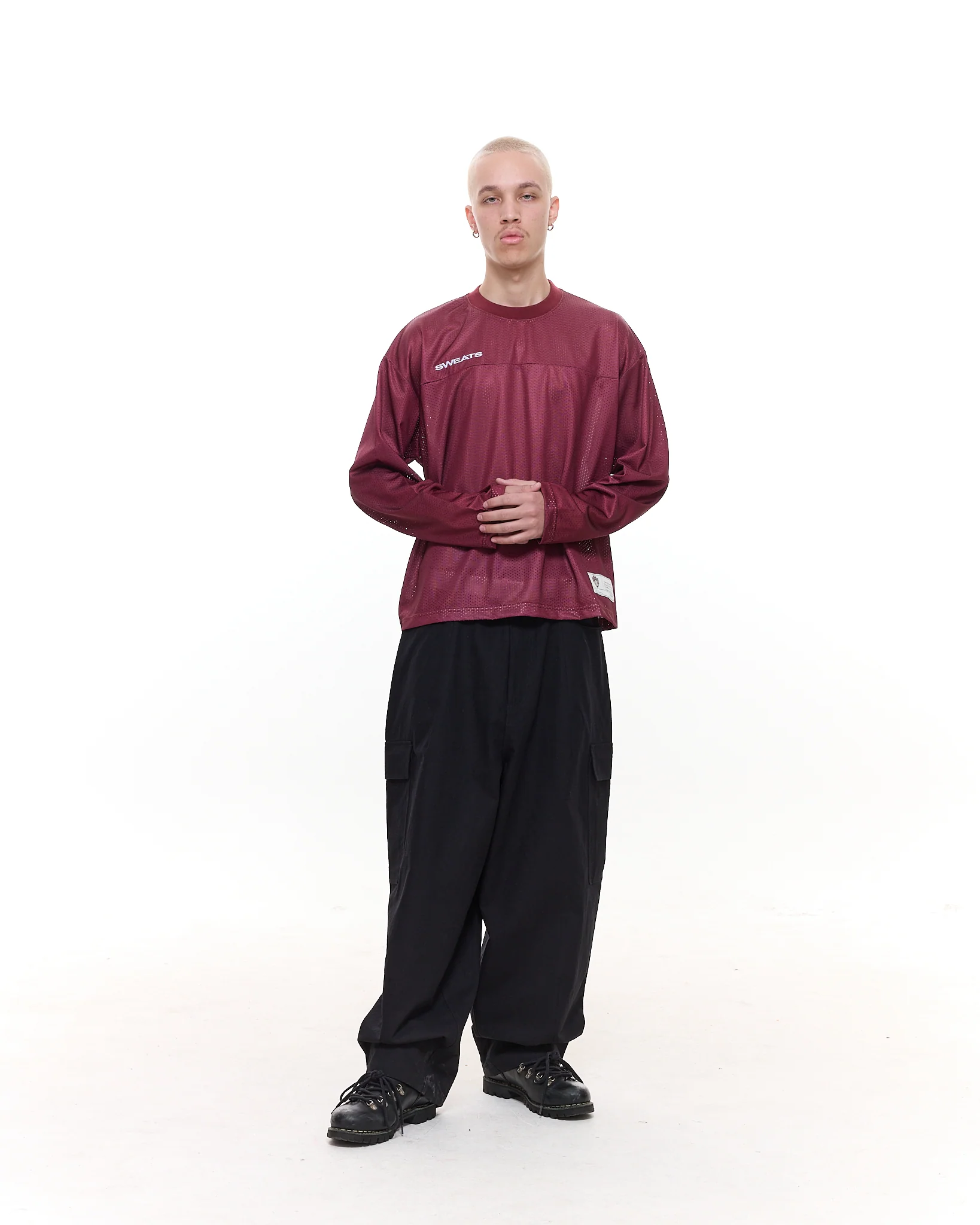 MESH LS T-SHIRT - BURGUNDY - Image 6