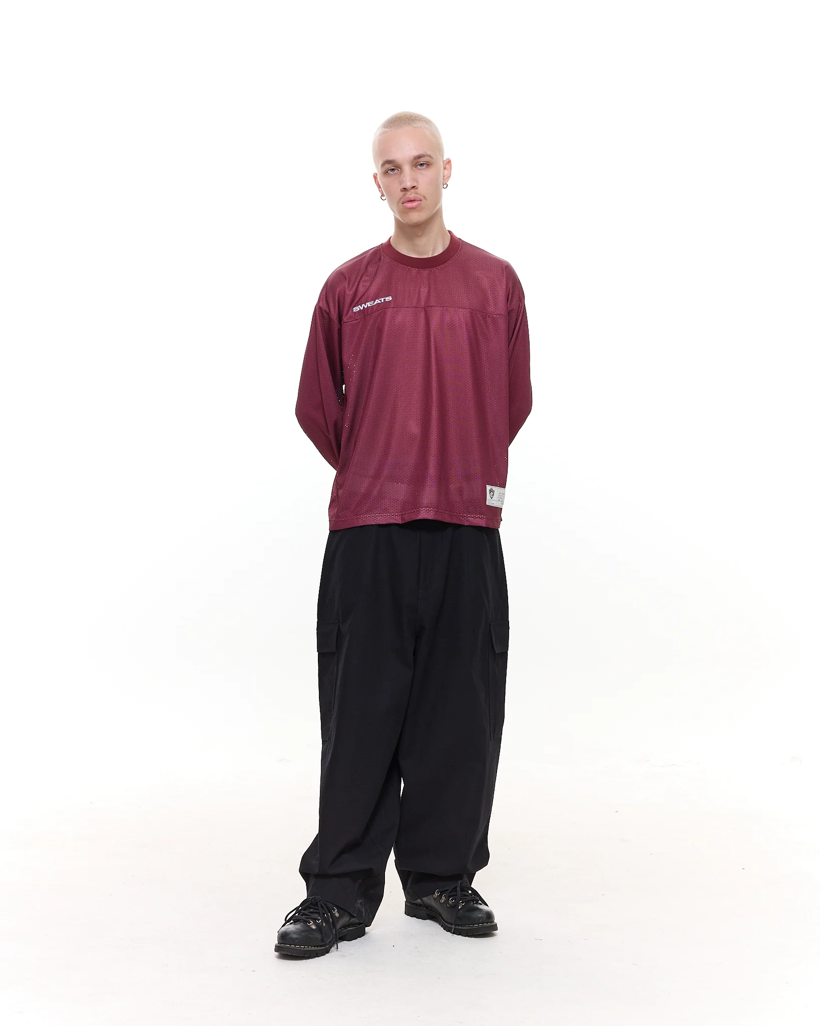 MESH LS T-SHIRT - BURGUNDY - Image 8