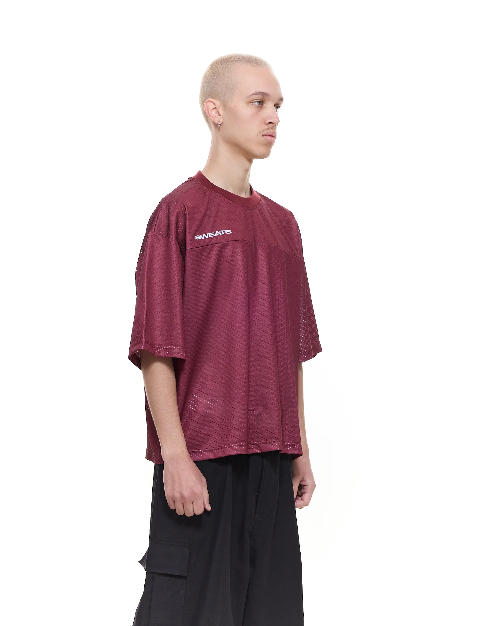 MESH SS T-SHIRT - BURGUNDY - Image 4
