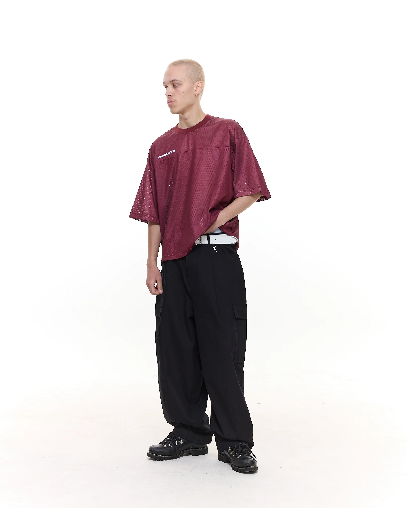 MESH SS T-SHIRT - BURGUNDY - Image 5