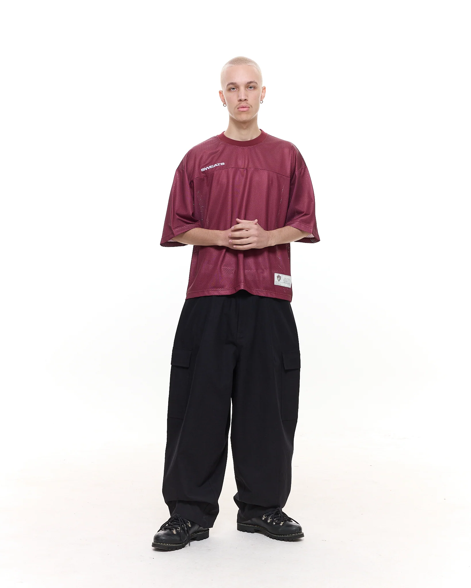 MESH SS T-SHIRT - BURGUNDY - Image 6