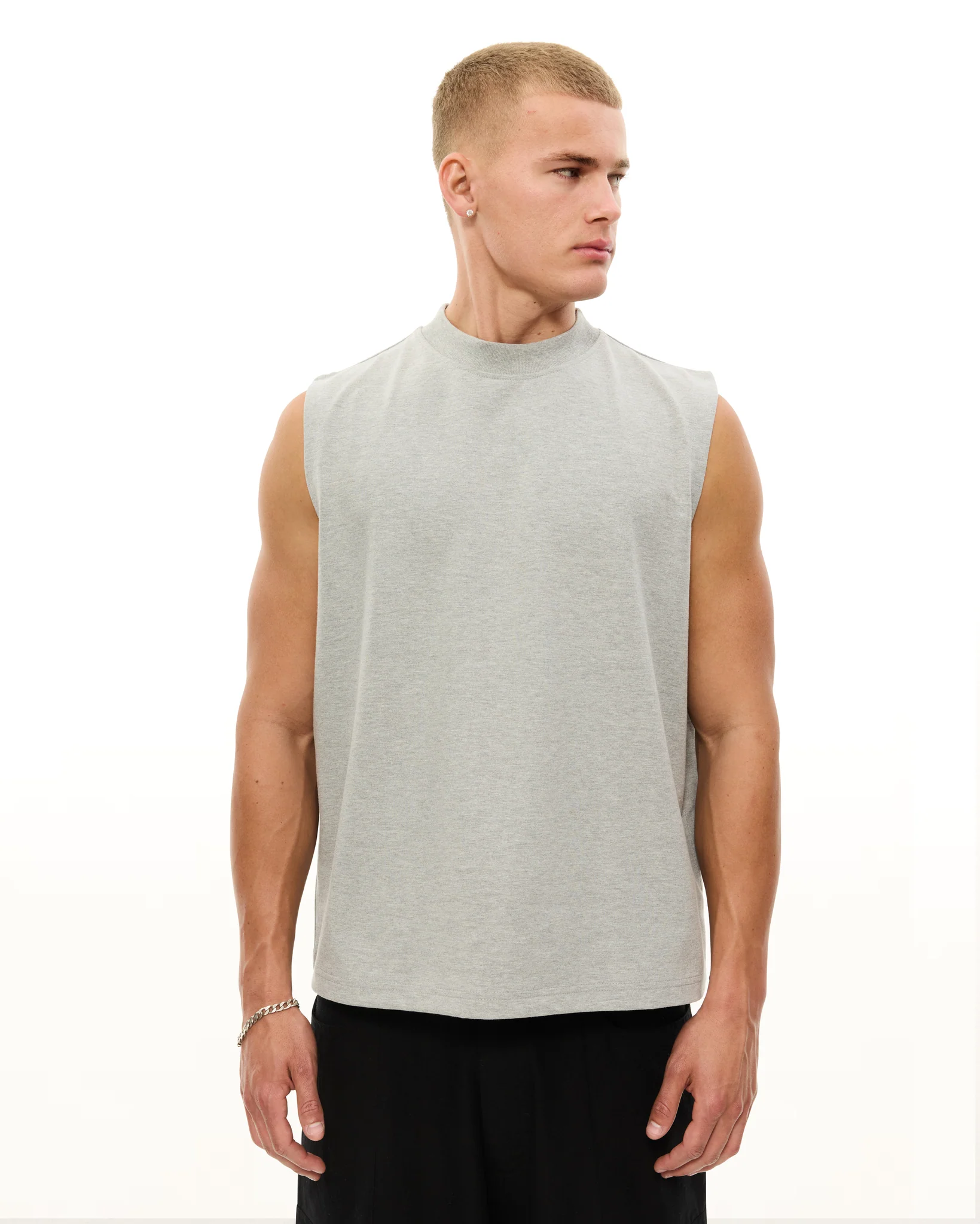 MUSCLE TEE - GREY MELANGE - Image 2