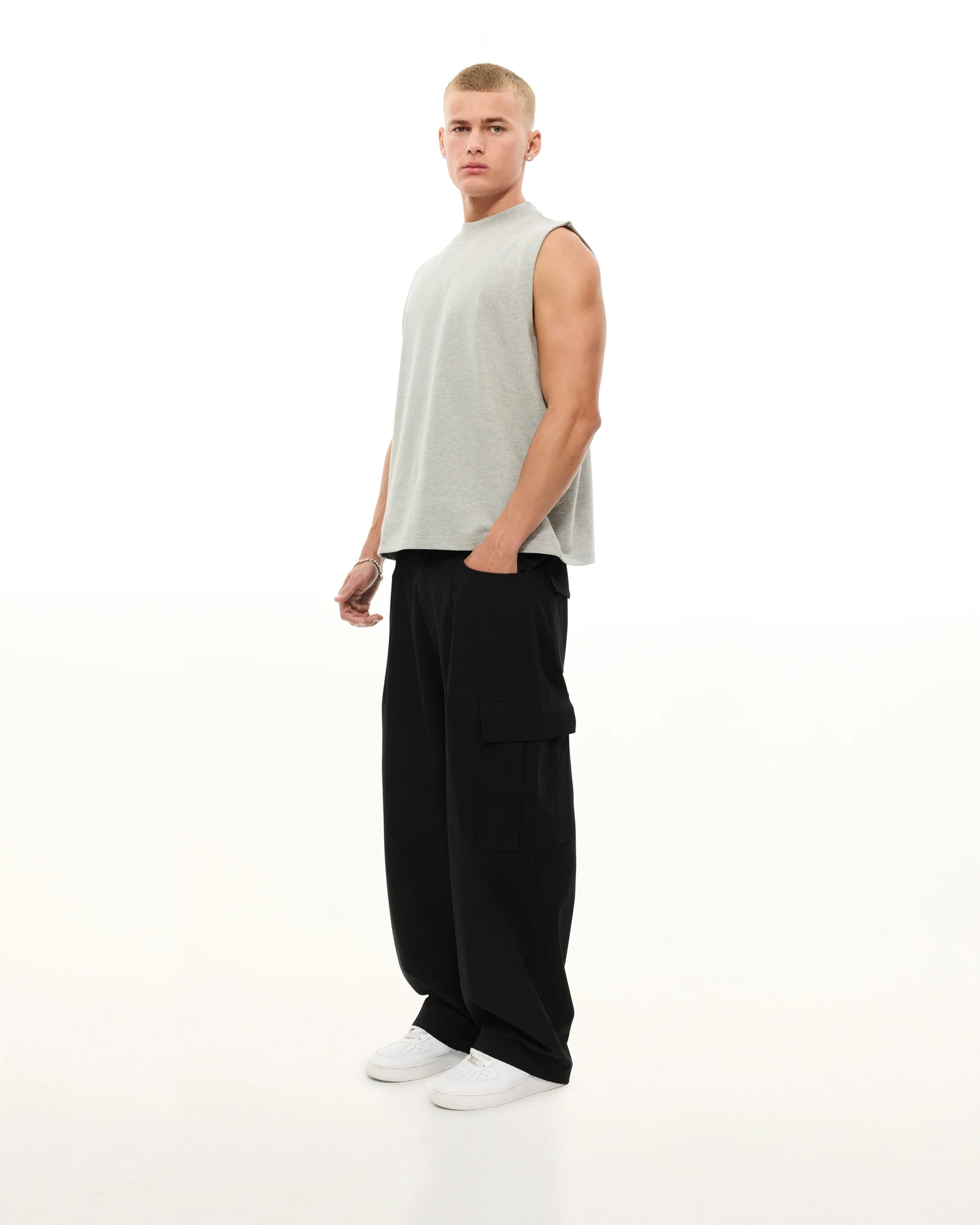 MUSCLE TEE - GREY MELANGE - Image 4