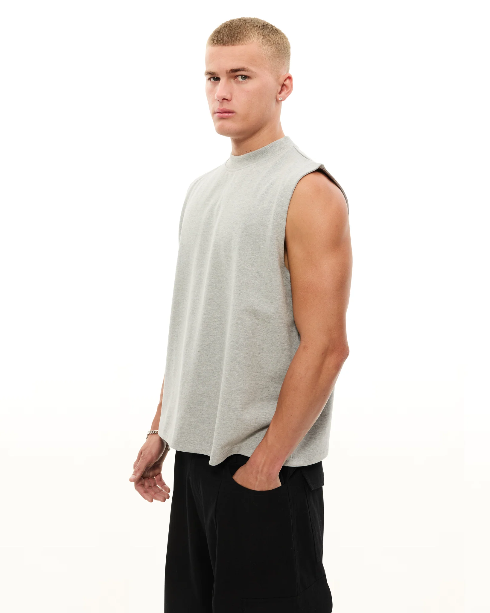 MUSCLE TEE - GREY MELANGE - Image 5