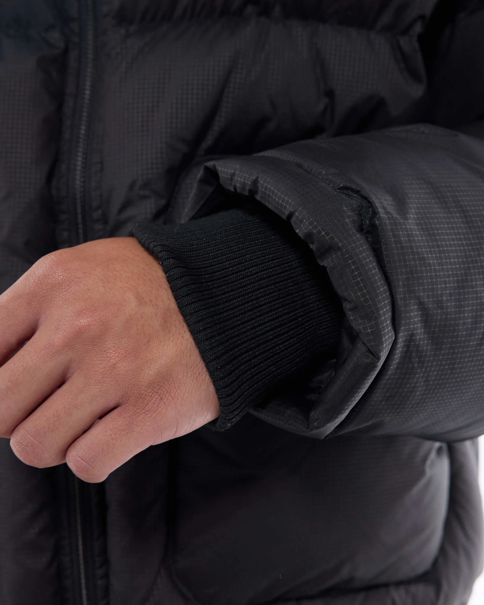 HOODED PUFFER JACKET - BLACK - Image 6