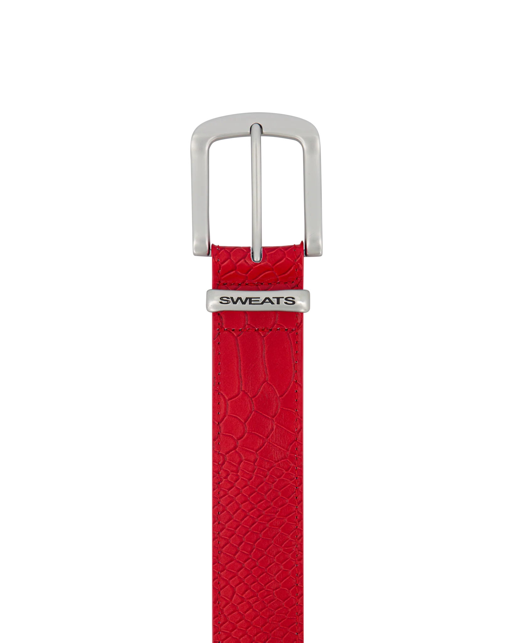 SNAKE SKIN LEATHER BELT - RED - Image 3